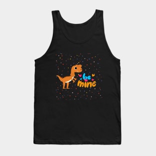 Be Mine Valentines Day Dinosaur Tank Top